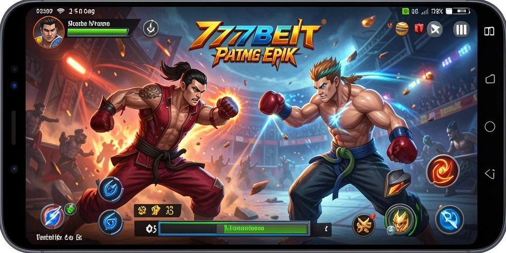Tangkapan layar utama 777BET menampilkan aksi bertarung yang mendebarkan.
