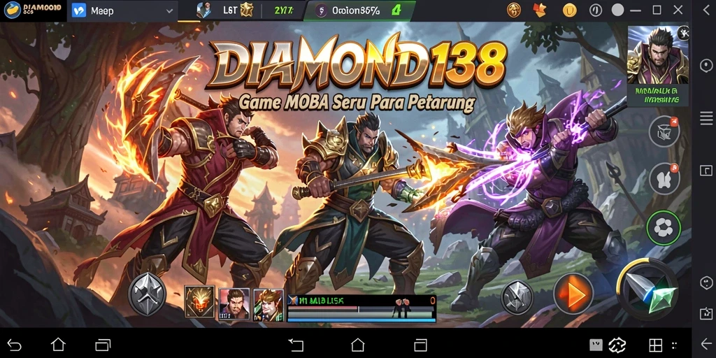 Screenshot gameplay DIAMOND138 menampilkan pertempuran epik antar tim.