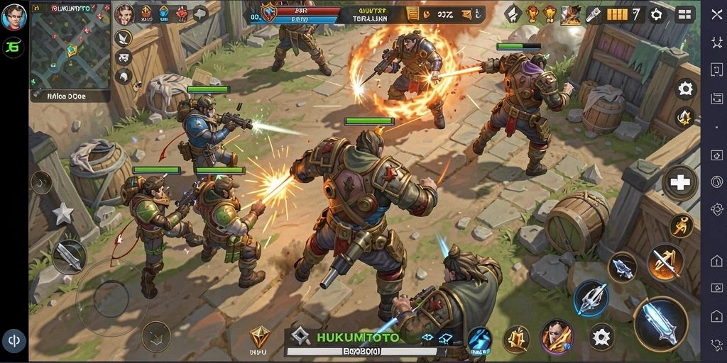 Tampilan gameplay seru di HUKUMTOTO dengan aksi pertempuran yang intens.