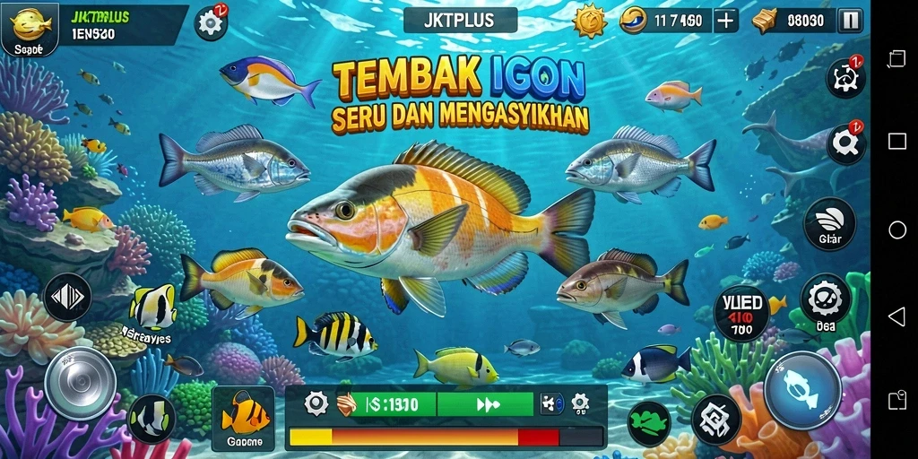 Screenshot gameplay JKTPLUS yang menampilkan aksi Tembak Ikan seru.