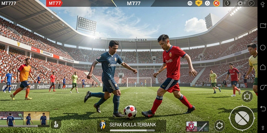 Tampilan gameplay MT777 yang mendebarkan dengan grafik sepak bola yang realistis.