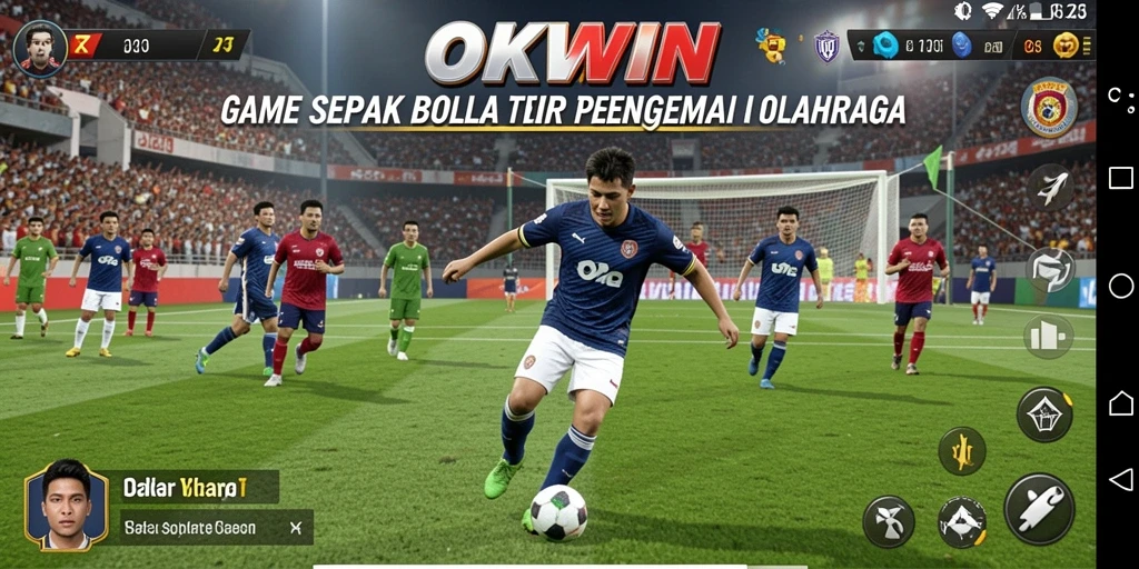 Tampilan gameplay sepak bola yang mendebarkan dan realistis.