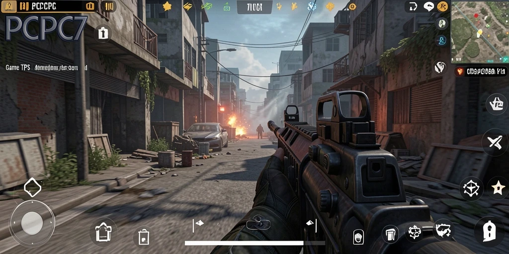 Tangkapan layar utama <strong>PCPC7</strong> menampilkan aksi gameplay TPS yang mendebarkan.