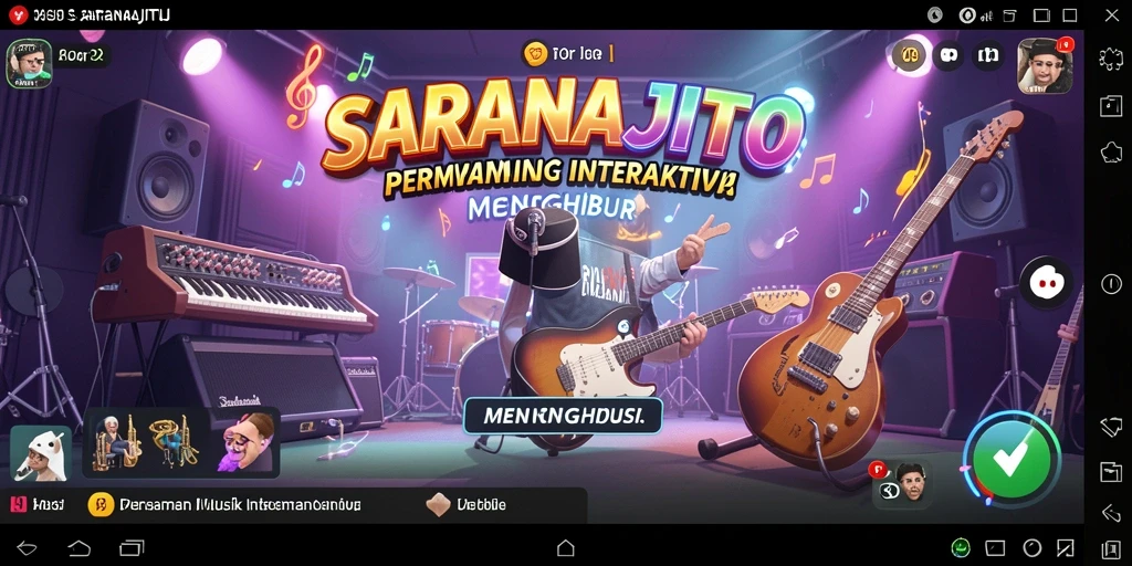 Tangkapan layar SARANAJITU menunjukkan antarmuka permainan musik yang interaktif.