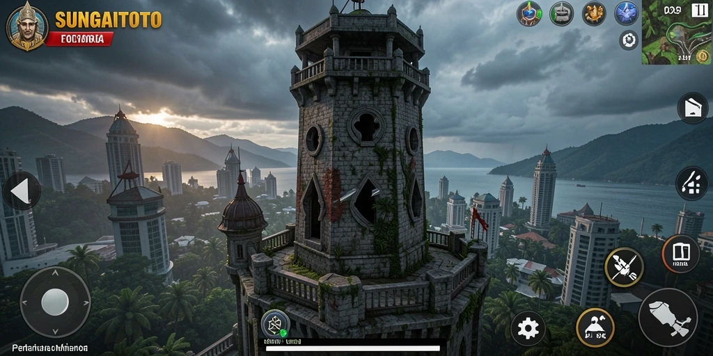 Tangkap layar SUNGAITOTO menampilkan aksi Tower Defense yang intens.