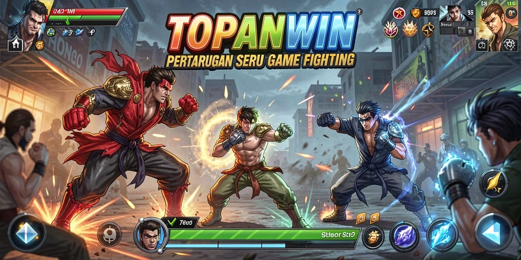 Screenshot menunjukkan aksi pertarungan intens dalam TOPANWIN.