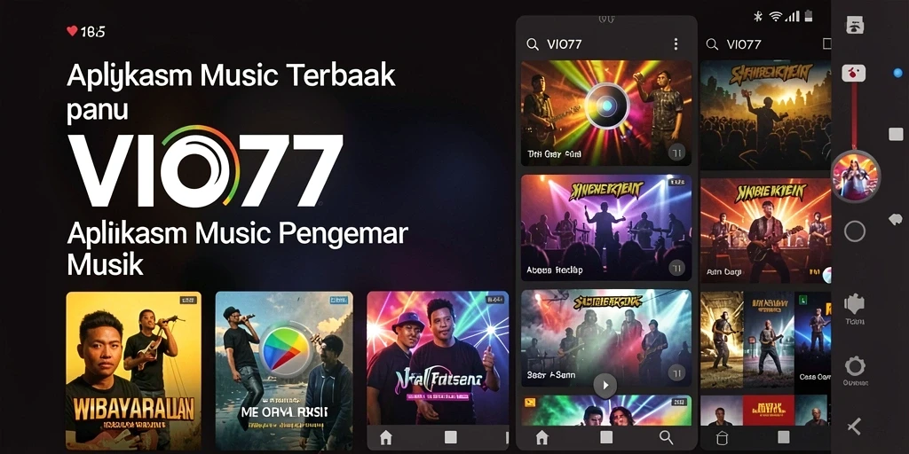 Tampilan utama gameplay VIO77 dengan nuansa musik yang menyenangkan.